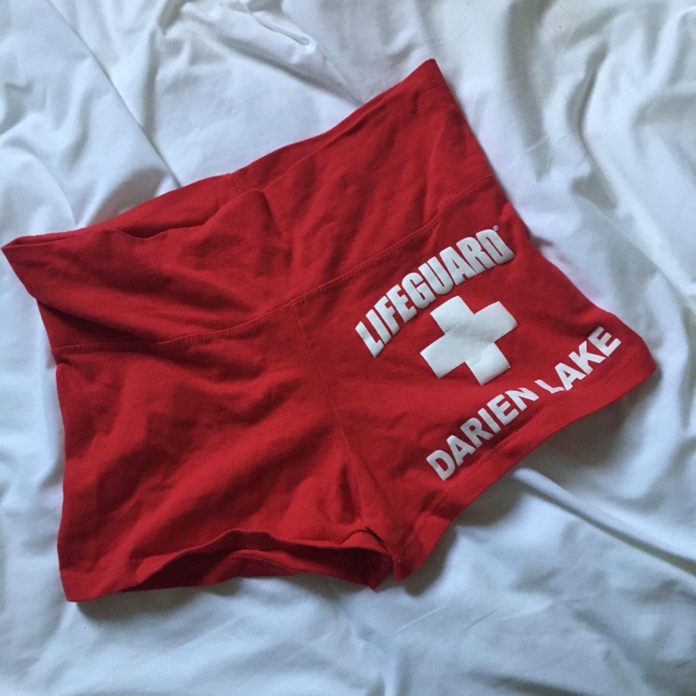 red booty shorts